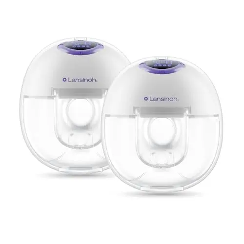 Lansinoh Discreet Duo wearable breast pump with LED display and included flange sizes
