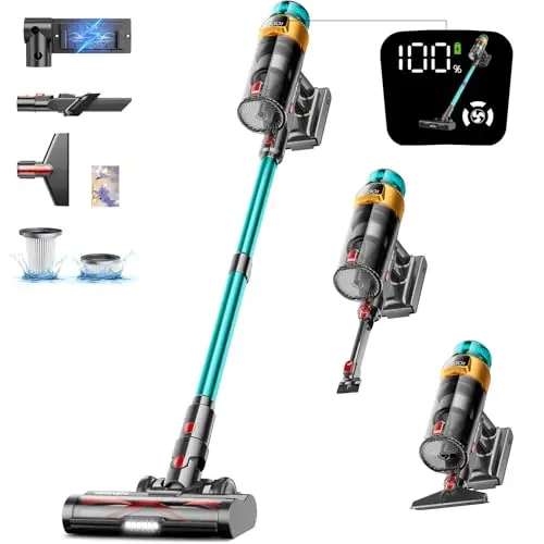 Dsorupa cordless stick vacuum cleaning pet hair from carpet