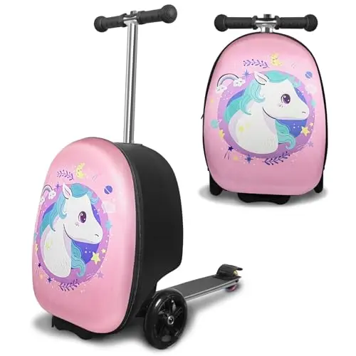 ALVOD foldable scooter suitcase with LED light wheel and safety features
