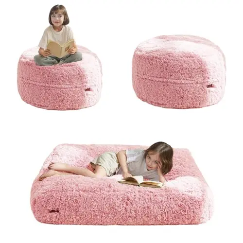 MAXYOYO convertible bean bag chair bed in pink for kids