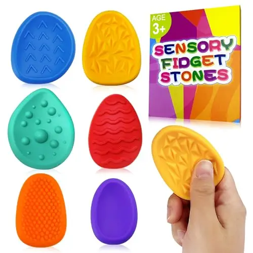 Set of colorful textured worry stones for sensory needs