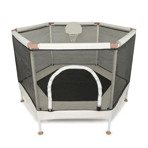 Square House 5 foot square trampoline with safety net and basketball hoop