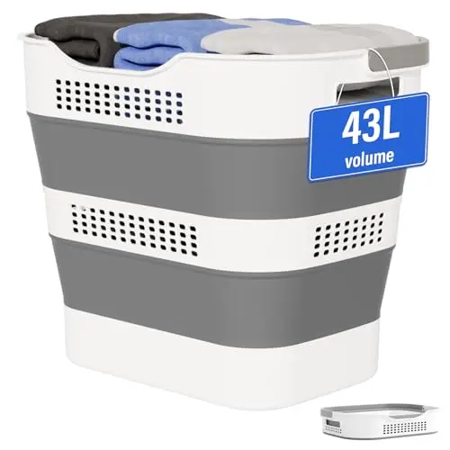 OOAMBB Collapsible Laundry Basket in grey color