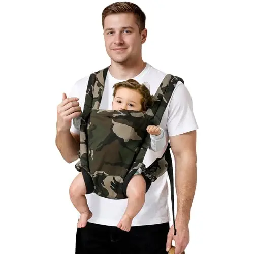 MISSWISDOM baby carrier in camouflage pattern with included windproof hat