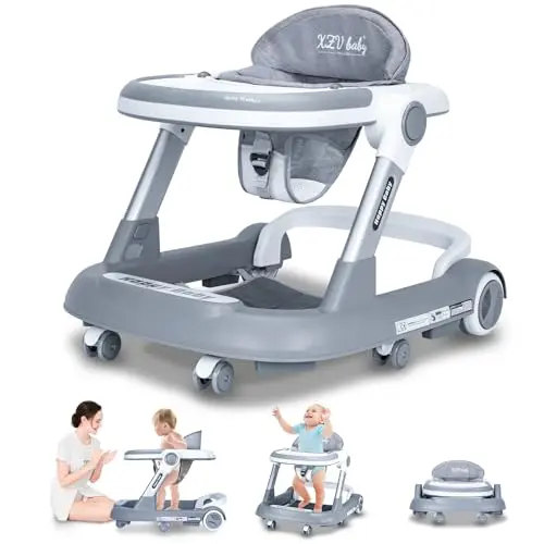 XZV foldable baby walker in grey with adjustable heights