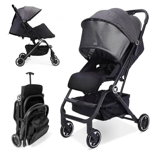 Rollingsurfer lightweight baby stroller with extended canopy