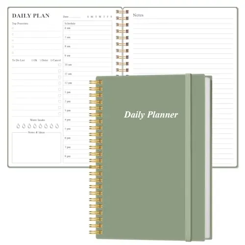 Heveboik green A5 daily planner with spiral binding and inner pocket