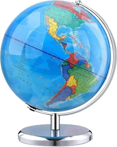TTKTK 8-inch basic world globe with stainless steel stand for kids