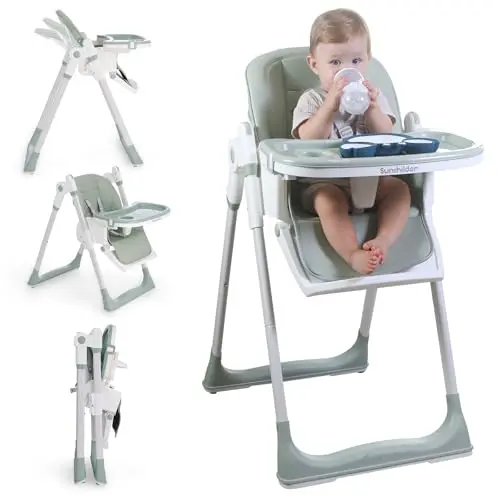 Sunchildor 3-in-1 baby high chair with wheels in green