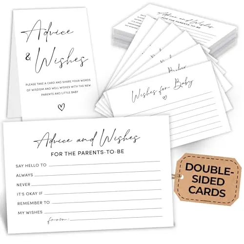 Stofinity baby shower advice cards with included instruction sign