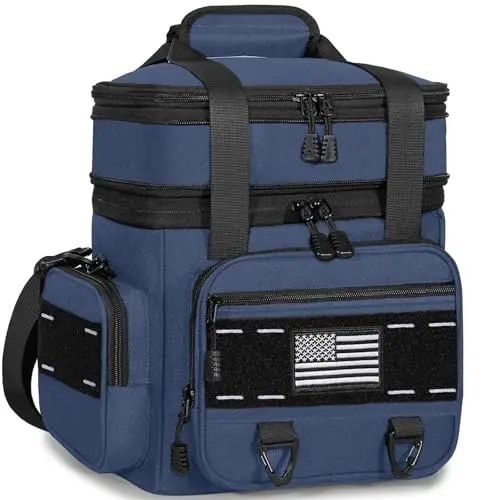 TENKIST insulated lunch box in blue with Velcro patches