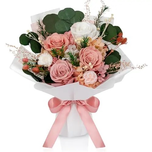 PERFECTIONE ROSES preserved flower bouquet in dusty rose colors