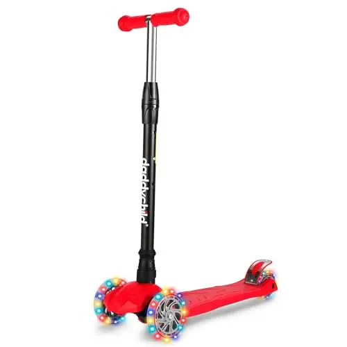 DADDYCHILD red scooter with light-up wheels