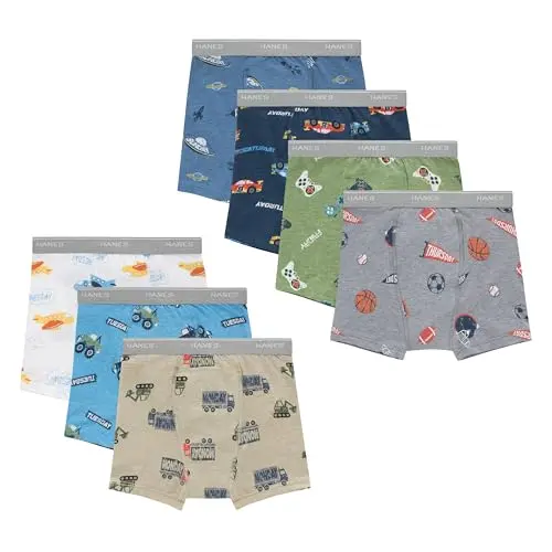 Hanes boys potty training boxer briefs with days of the week and animal prints