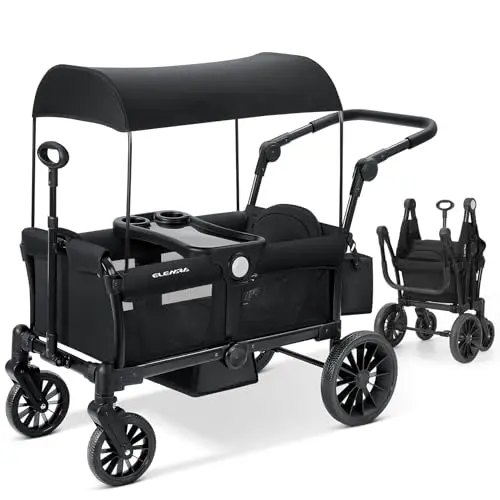 ELEMARA black foldable stroller wagon with storage bag