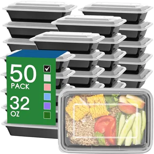 Dealusy black plastic meal prep containers with easy-open lids