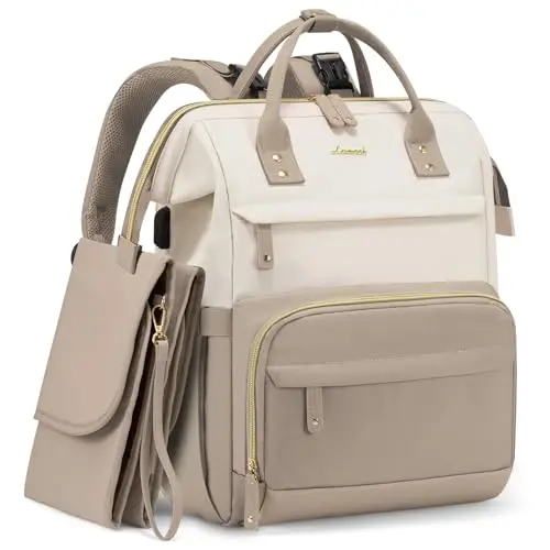 LOVEVOOK diaper backpack with leather accents and multiple pockets