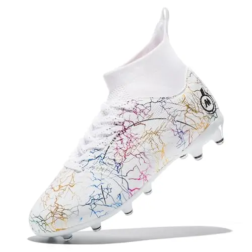 Enudet kids soccer cleats with knitted sock design