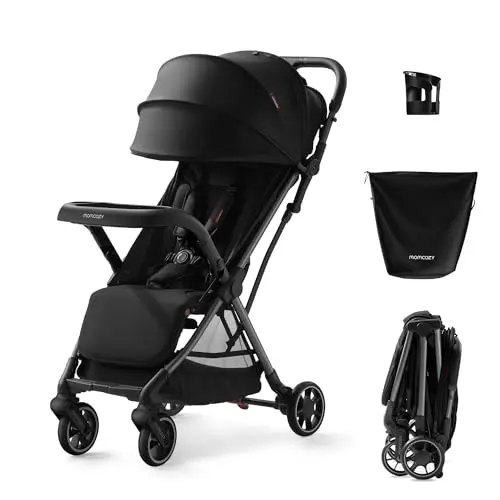 MOMCOZY ClickGo stroller demonstrating one-click folding