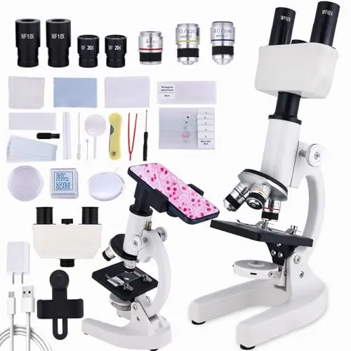 NIUEN binocular microscope with adjustable arm and dual lights