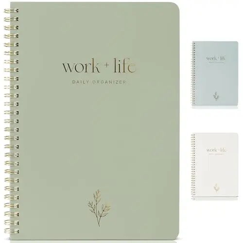 ZICOTO daily planner with sage cover and gold accents