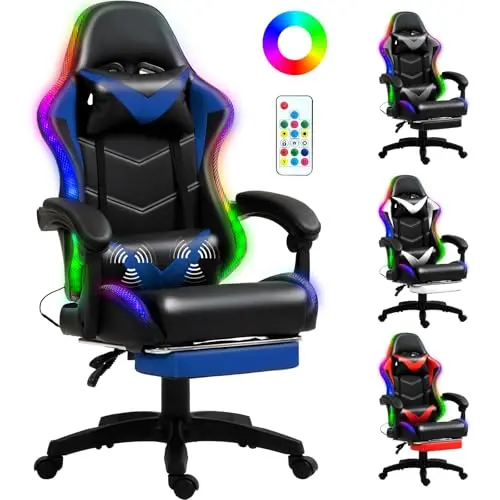 Czlolo gaming chair with RGB LED lights and lumbar massager