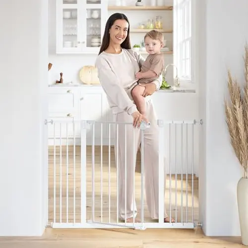 Comfy Cubs baby gate with extensions in a hallway