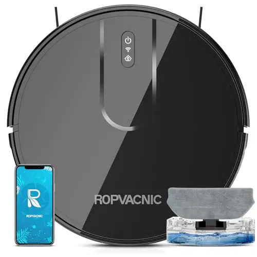 ROPVACNIC S1 robot vacuum and mop cleaning tile floor with pet hair