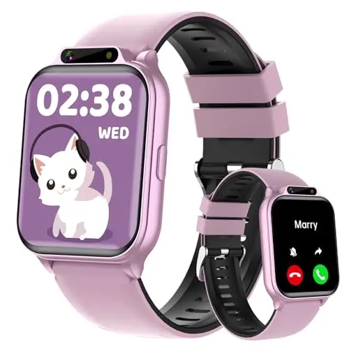 Monowul kids smartwatch with pink band and large display
