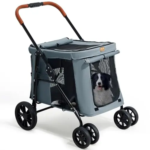 CANINE CANYON 4-wheel pet stroller with one-button fold