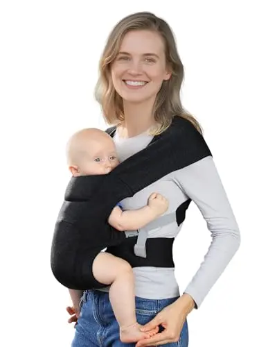 KIDIRA newborn carrier in deep grey showing cross-back design