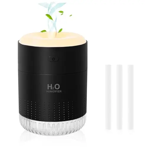 BAMCOO black portable humidifier on desk with sleep mode
