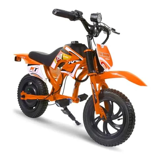 HEYTENT kids electric motorcycle with LED lights and 12-inch tires