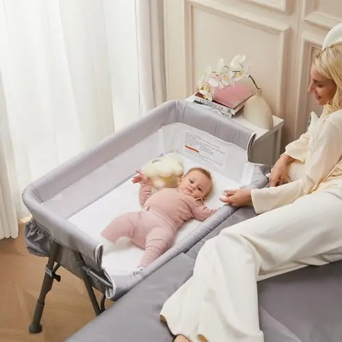 Nezmdi baby bassinet with adjustable height and mosquito net