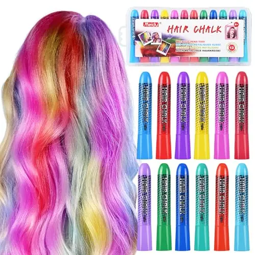IIIMEIDU 12-color hair chalk set for kids and teens