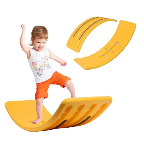 SWER yellow balance board with included bouncy ball