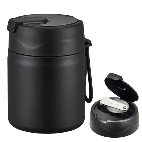 Howeemo 17oz insulated food jar with spoon in black