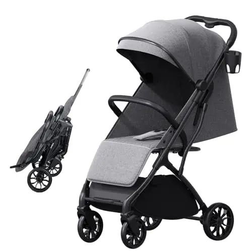 newyoo travel stroller with telescoping handle and near-flat recline
