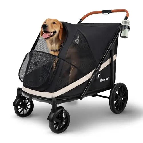Totoro ball dog stroller with one-push button folding and storage pocket