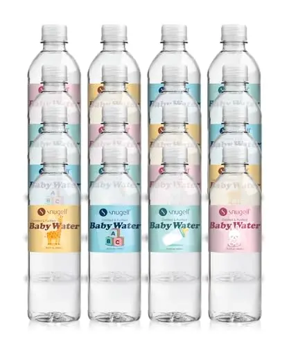 Snugell distilled water for babies with fun designs for formula mixing