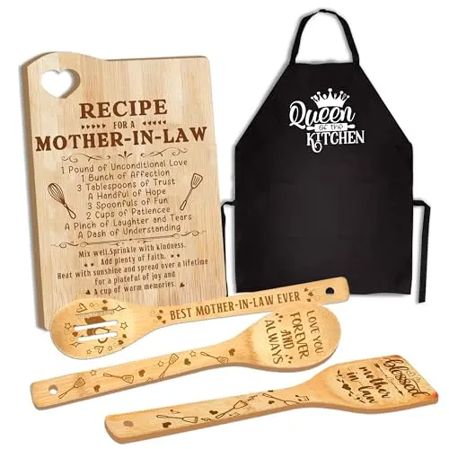 TAESUN wood cutting board set for mother in law with apron