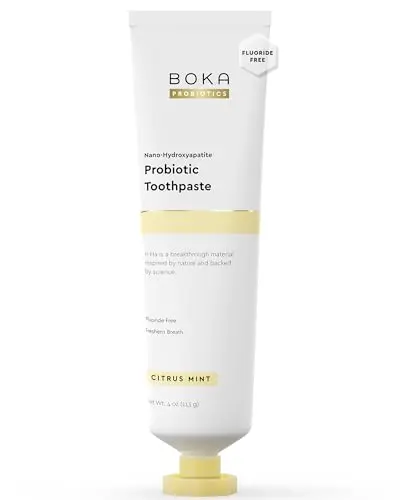 Boka fluoride-free toothpaste tube with citrus mint flavor