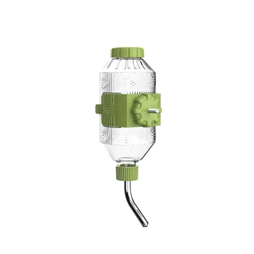 Kassiva green water bottle with secure holder for small animal cages