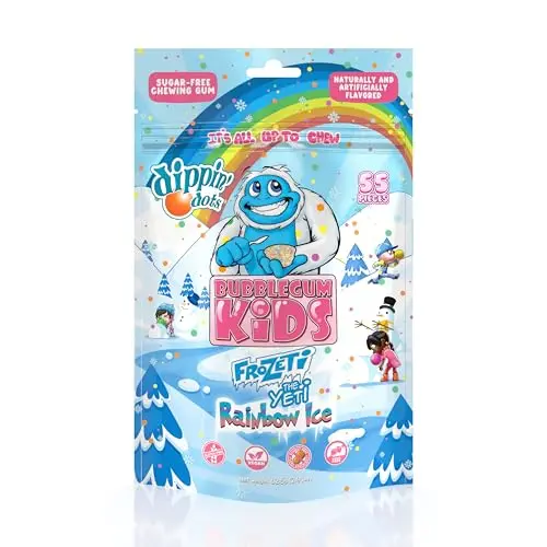 Bubblegum Kids Frozeti's Rainbow Ice chiclet gum in multi-colored pieces