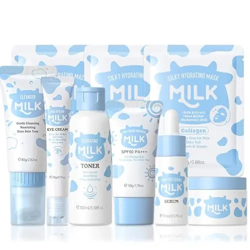 MRCUVARYAS milk-based skincare kit with multiple products for teens and kids