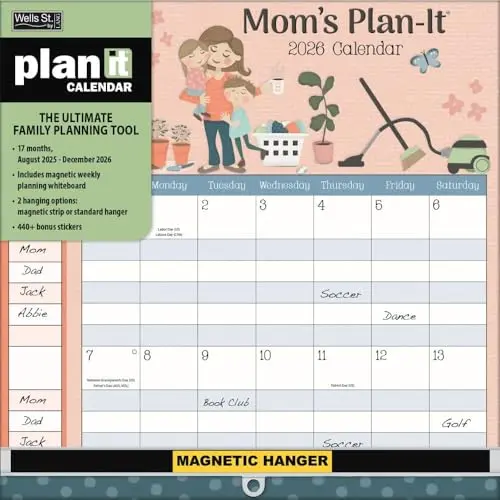 WSBL Moms Plan It Plus planner with magnetic hanger and storage pocket