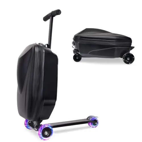 20-inch scooter suitcase for kids with LED light-up wheels