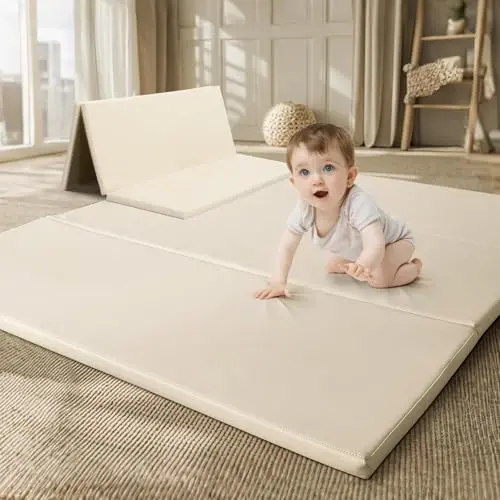 TODIBY PU leather baby play mat with trifold design