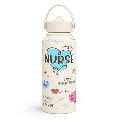 Nurse-themed water bottle with medical inspiration designs