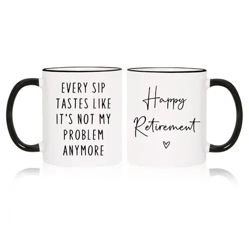 Aurahouse white ceramic retirement mug with 'Not My Problem Anymore' message